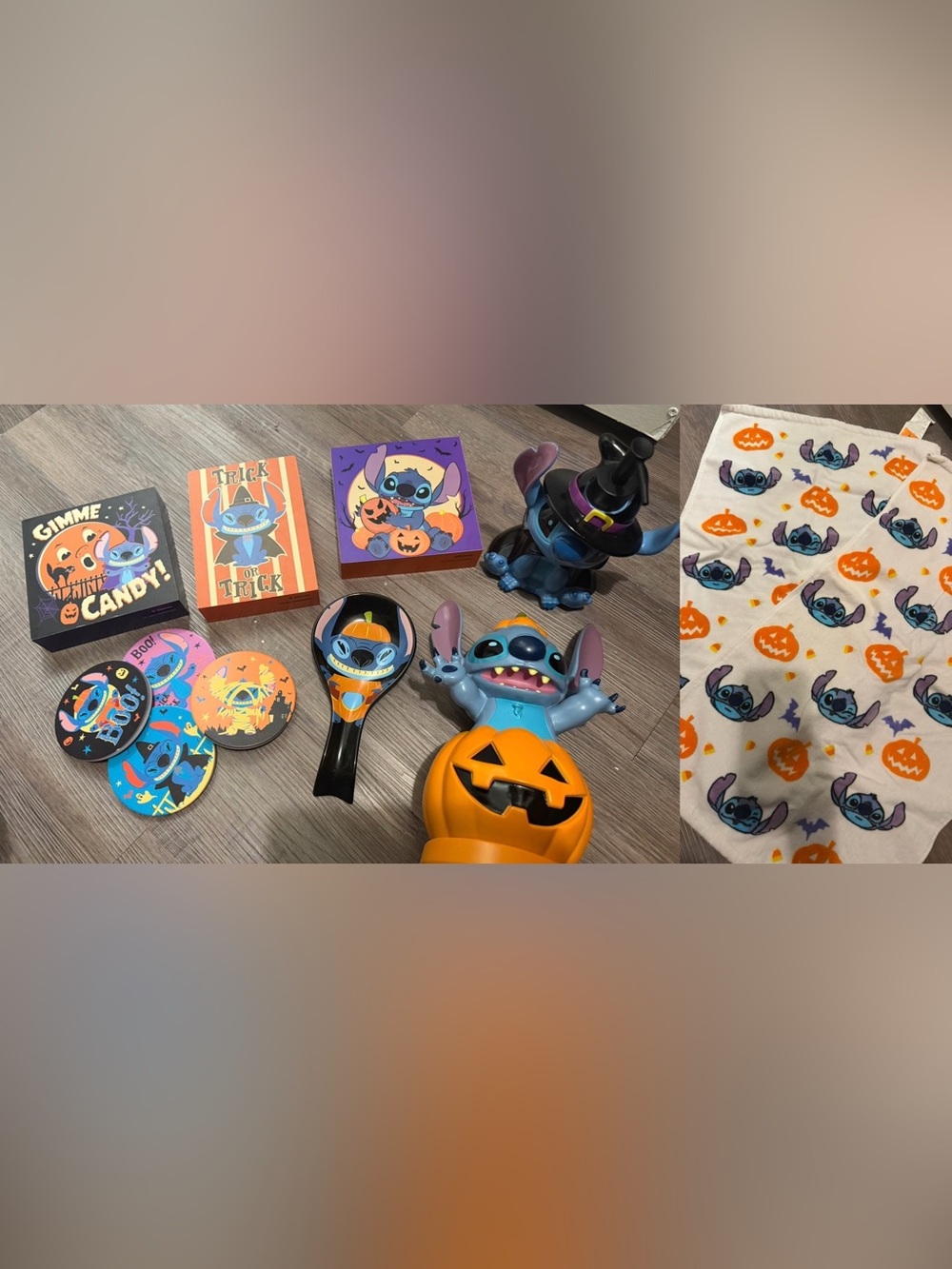 Disney Stitch Halloween bundle: decor, soap dispenser, coasters, towels, etc